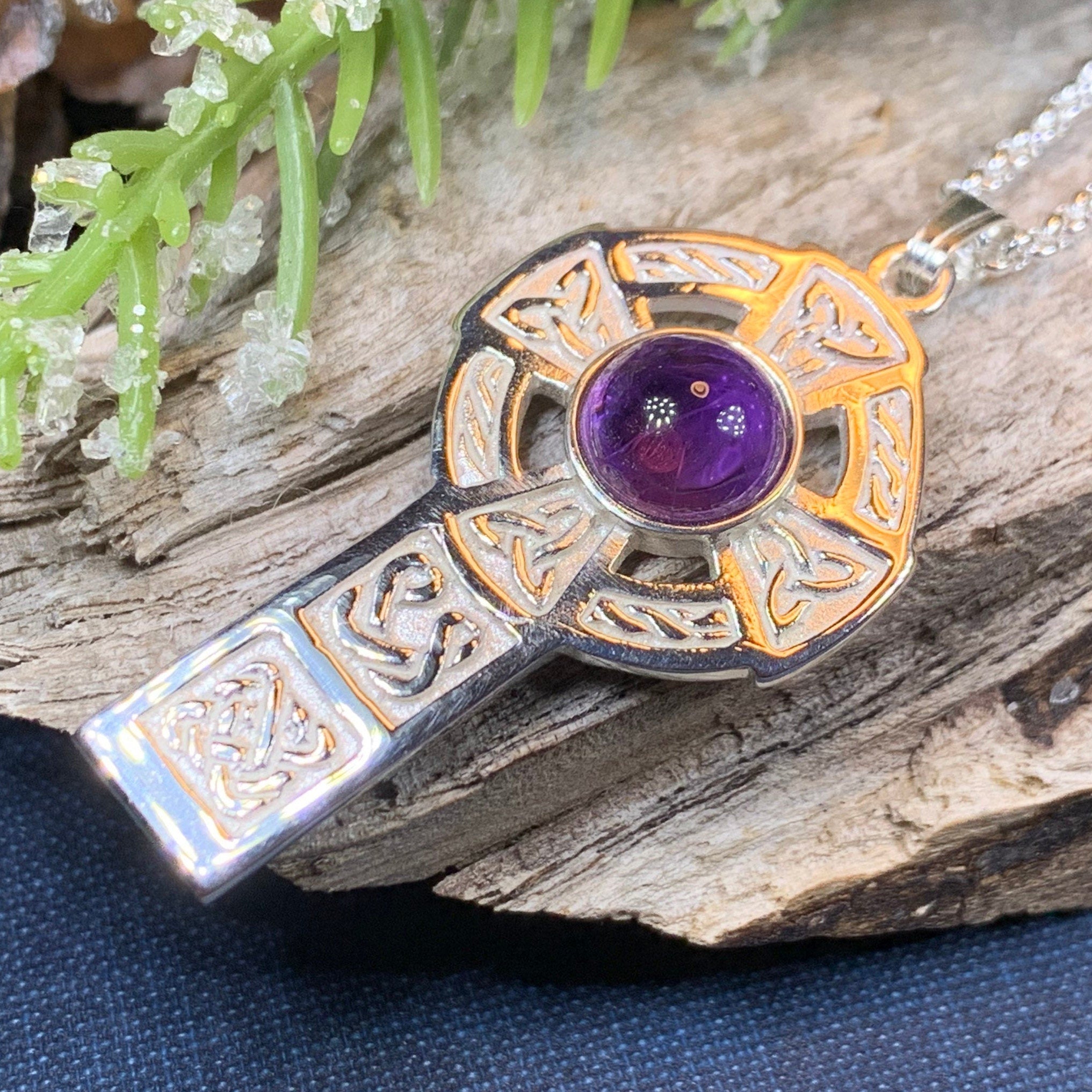 Amethyst Celtic Cross Necklace