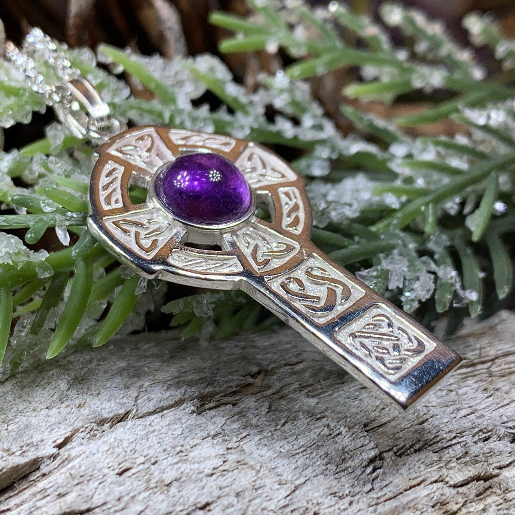 Amethyst Celtic Cross Necklace