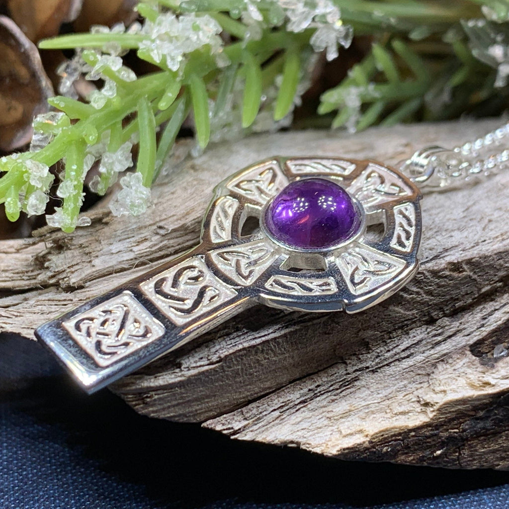 Amethyst Celtic Cross Necklace