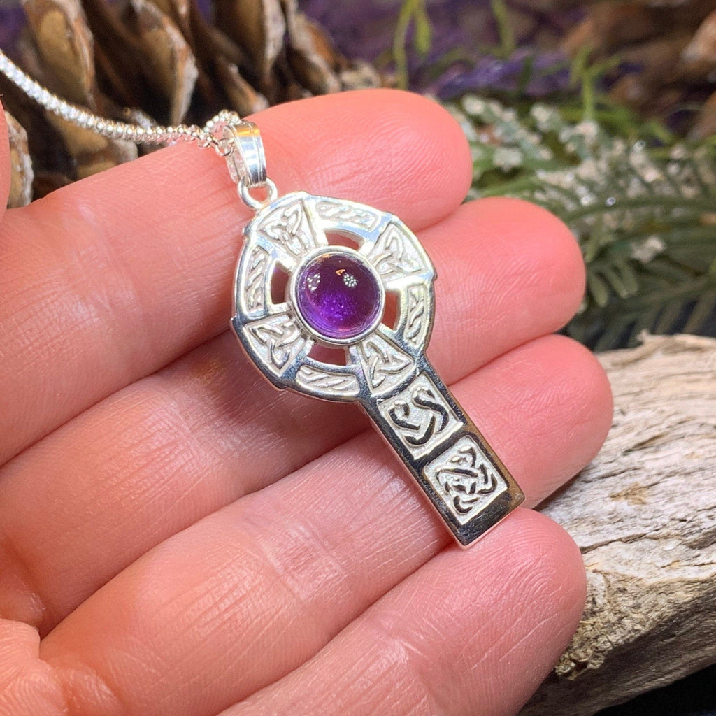 Amethyst Celtic Cross Necklace