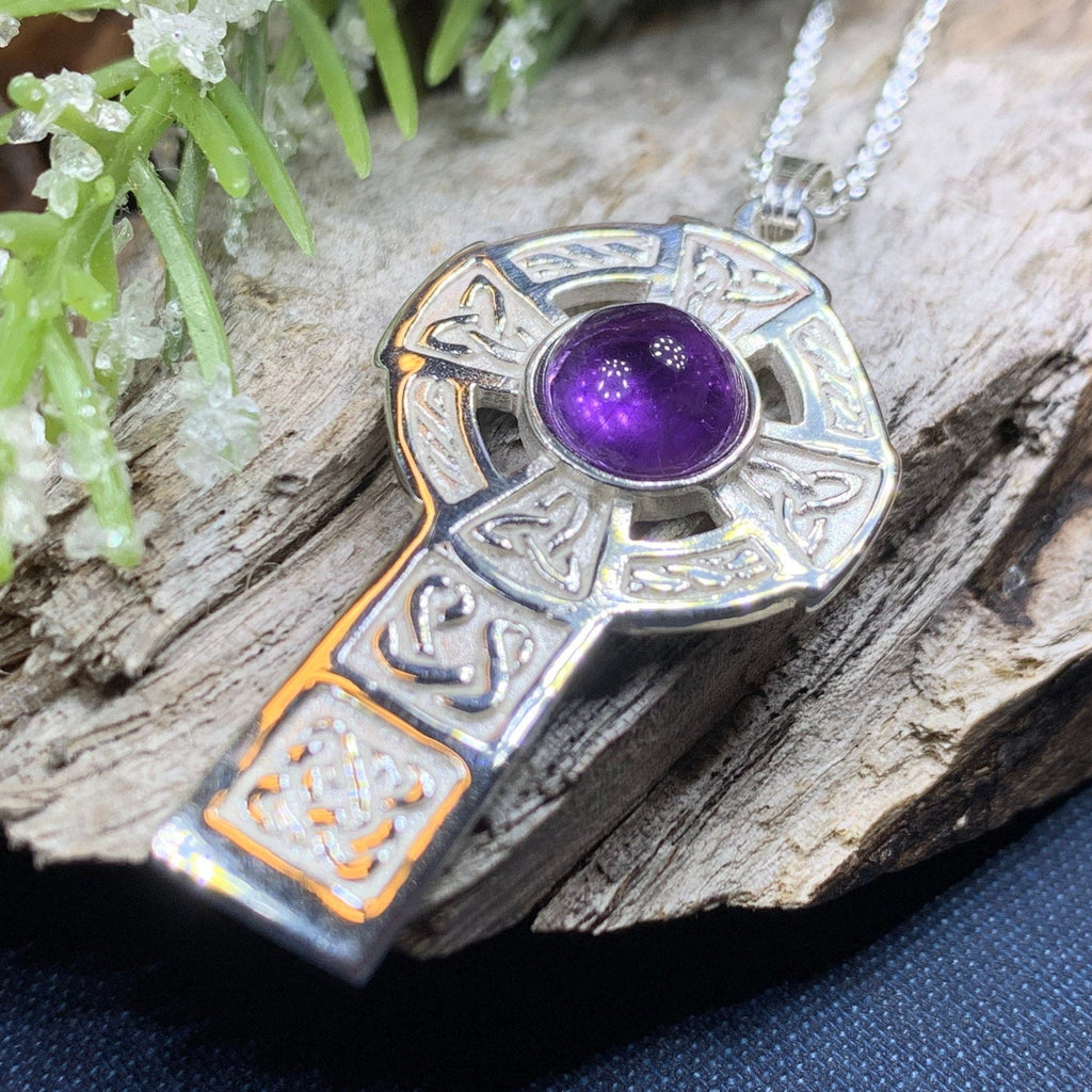 Amethyst Celtic Cross Necklace