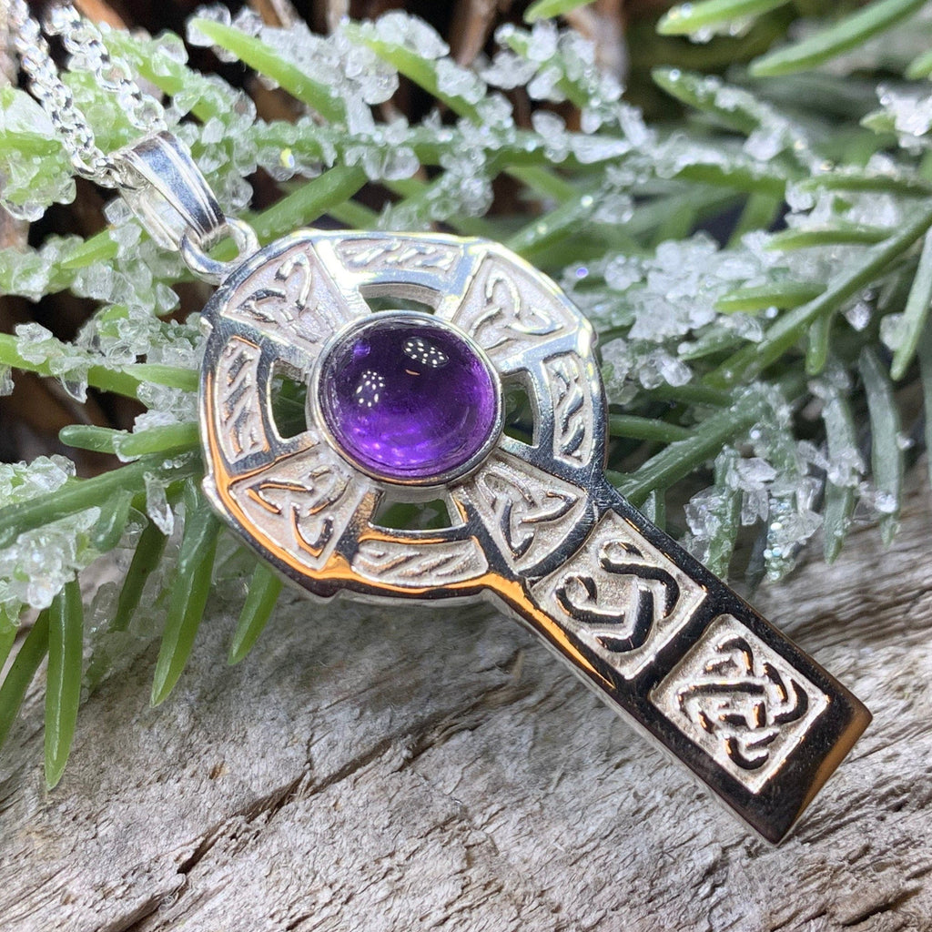 Amethyst Celtic Cross Necklace