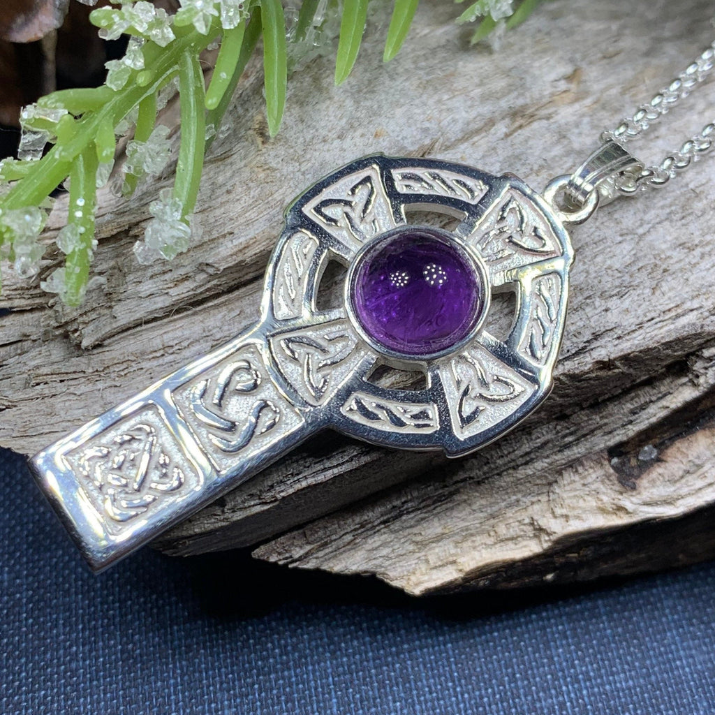 Amethyst Celtic Cross Necklace