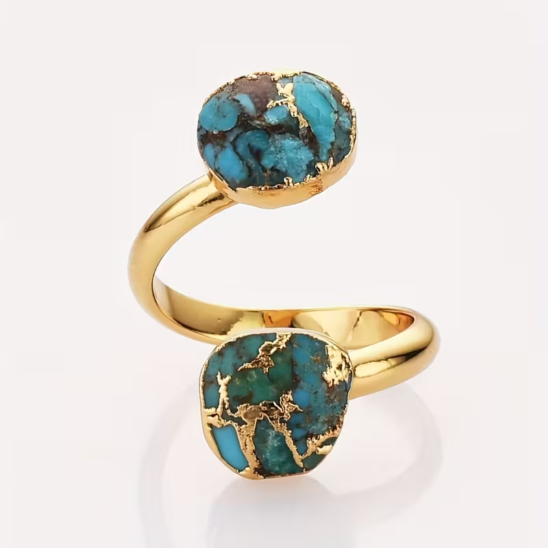 Adjustable Nature Stone Gold Ring