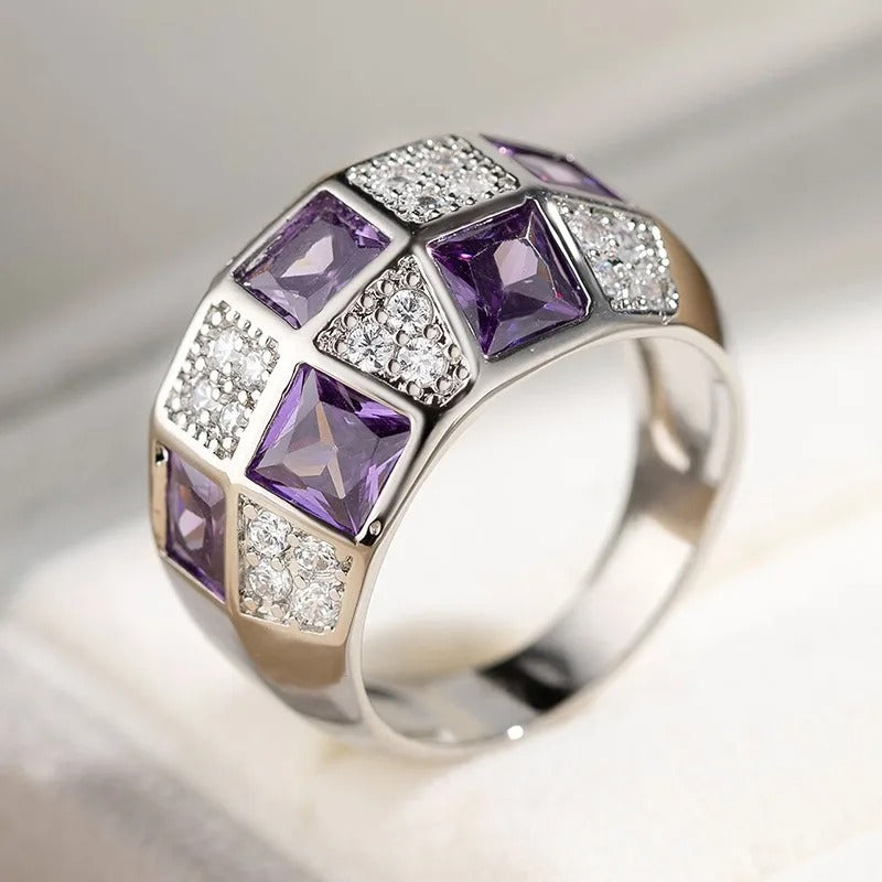 Handcrafted Silver & Purple Gemstone Ring