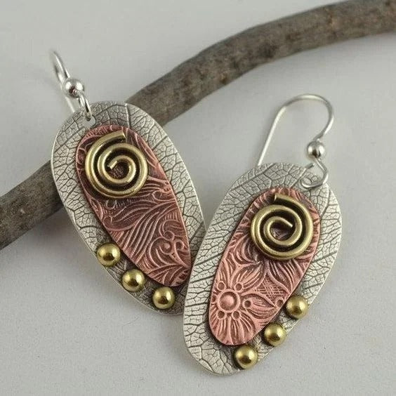 Vintage Silver & Copper Boho Dangle Earrings