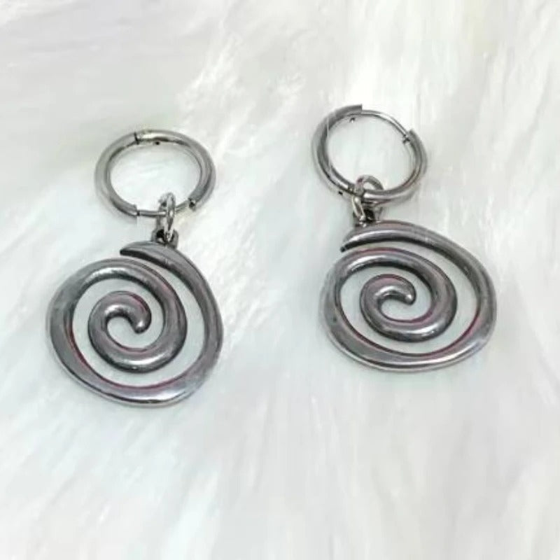 Vintage Silver Spiral Hoop Earrings