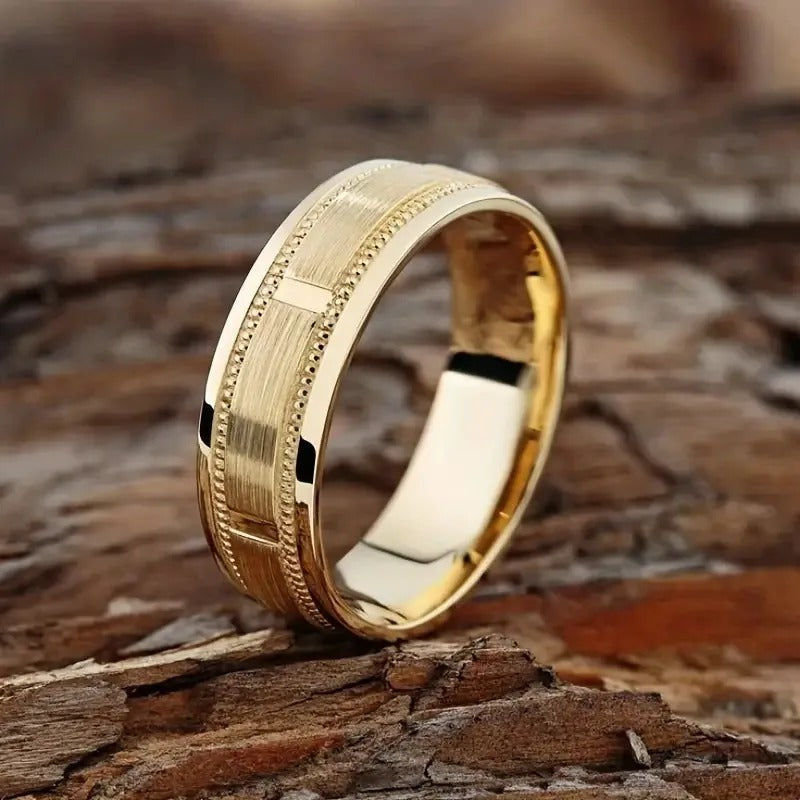 Vintage Gold Polished & Matte Band Ring