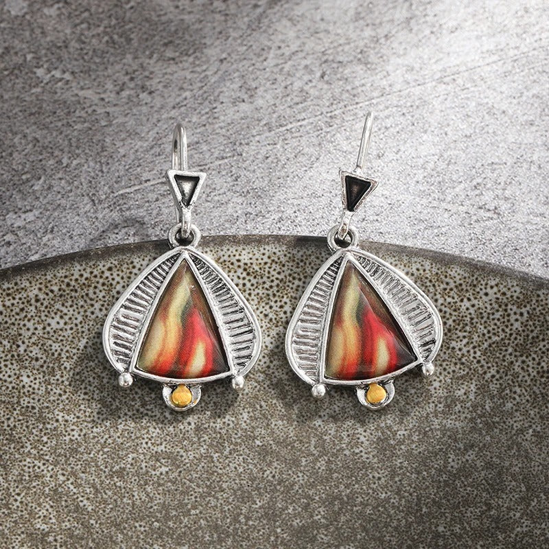 Vintage Silver Tribal Drop Earrings