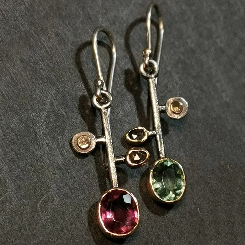 Vintage Unique Silver & Gold Accent Earrings