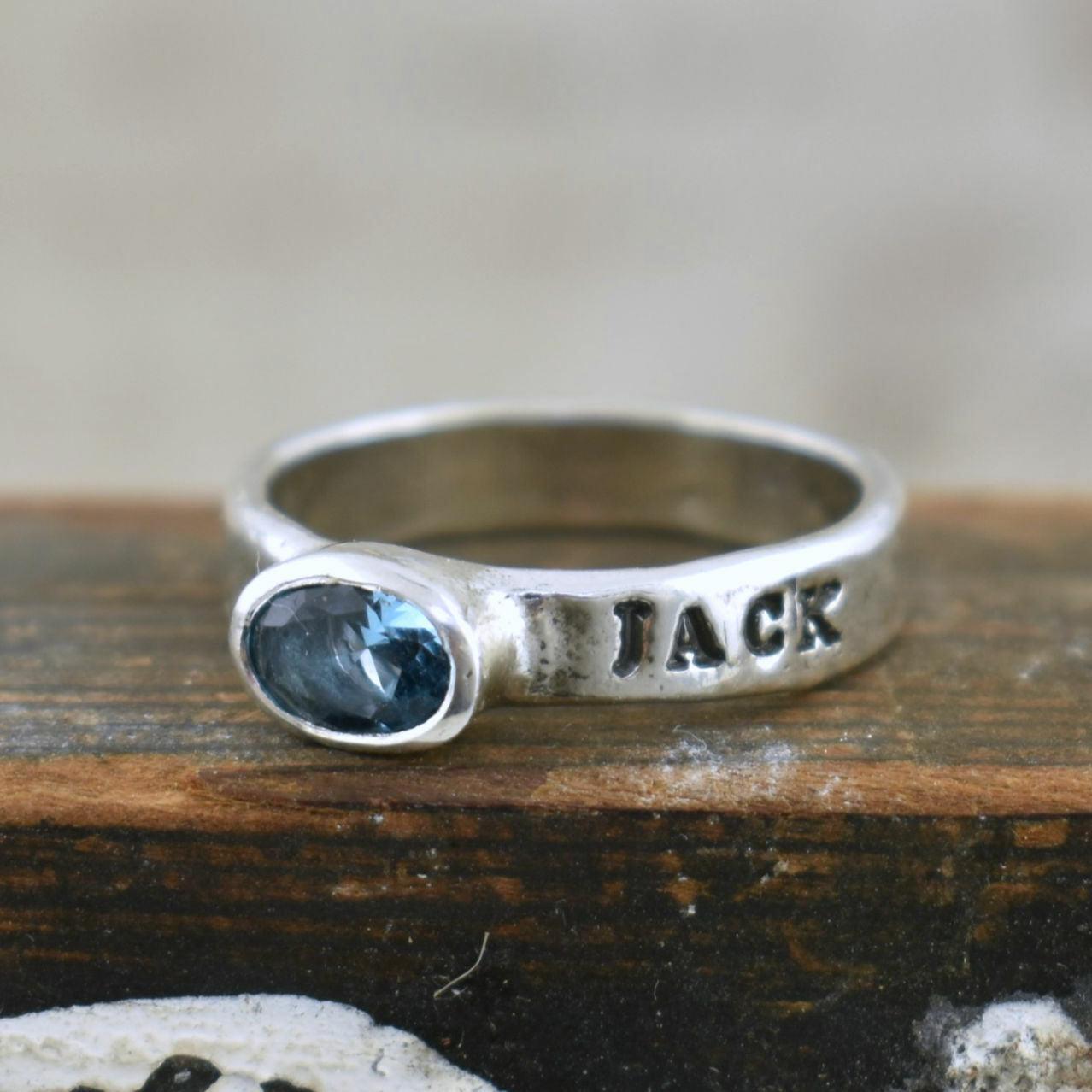Personalized Oval Birthstone Ring