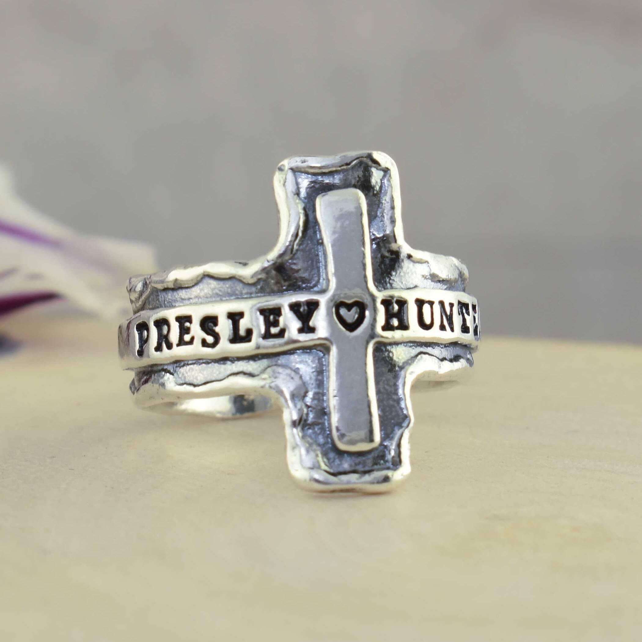Personalized Cross Ring